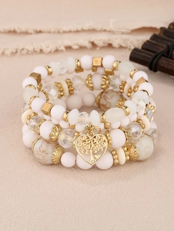 Bransoletki Peach Heart, 4szt