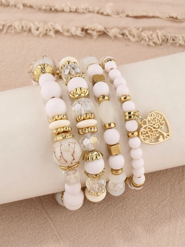 Bransoletki Peach Heart, 4szt
