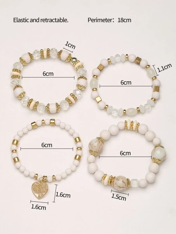 Bransoletki Peach Heart, 4szt