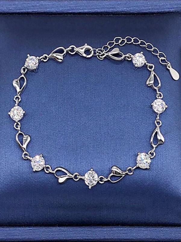 Bransoletka srebrna Serce i Diament