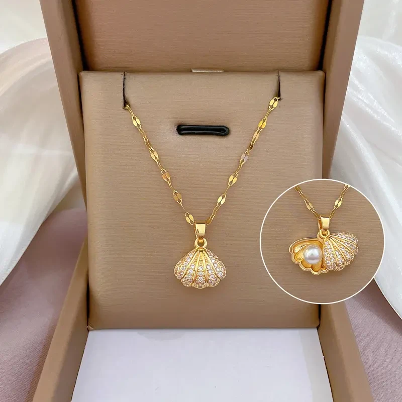Naszyjnik Rhinestone Shell