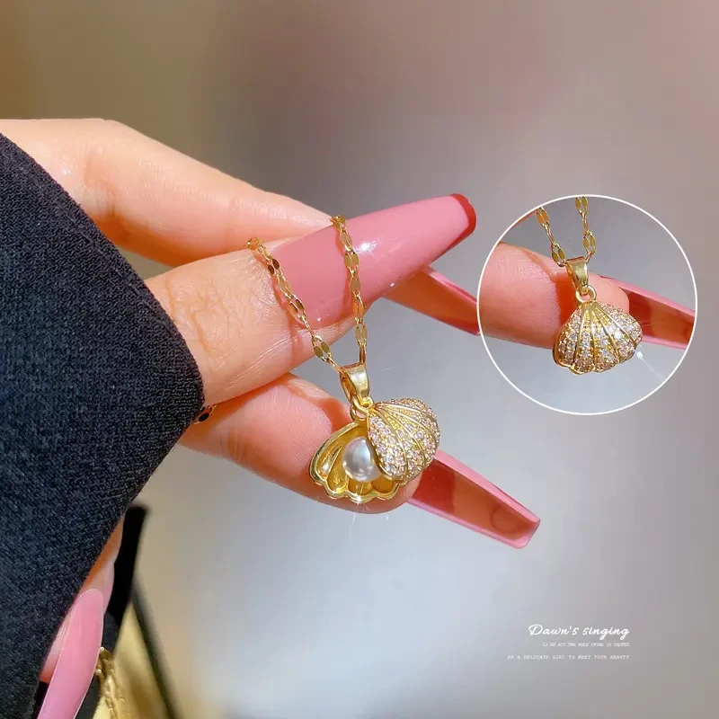 Naszyjnik Rhinestone Shell
