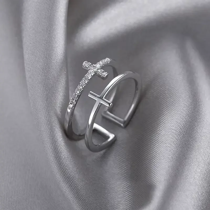 Pierścionek Two Crosses Silver