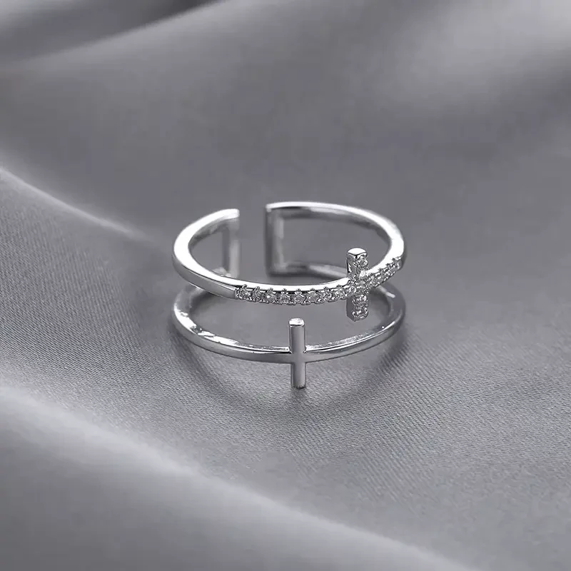 Pierścionek Two Crosses Silver