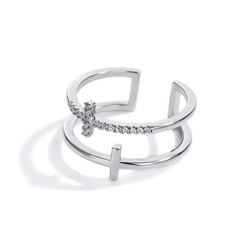 Pierścionek Two Crosses Silver