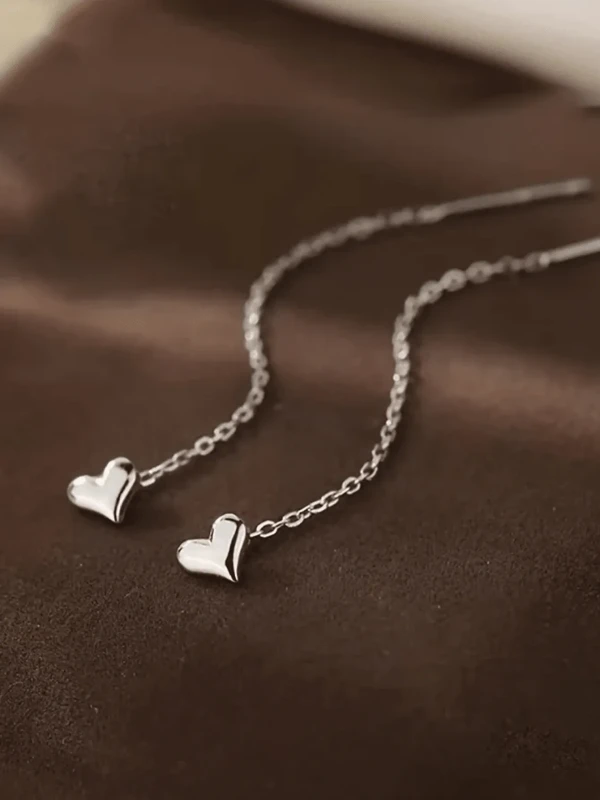 Kolczyki przeciągane z sercem srebrne