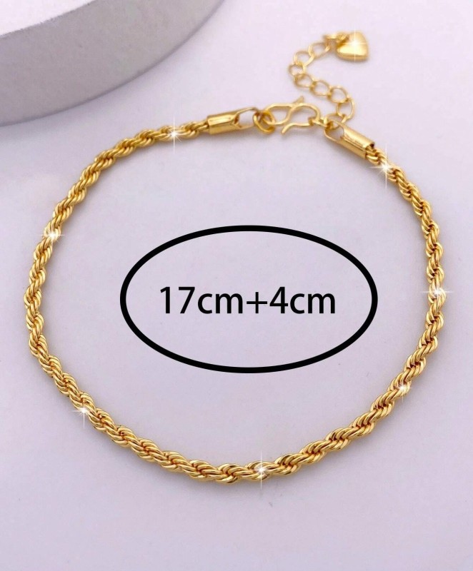 Złota bransoletka o skręcanym splocie typu rope chain na nadgarstku i w pudełku (2).webp