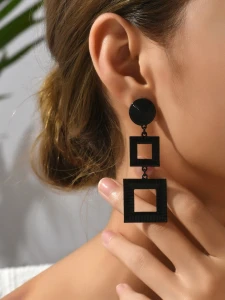 Kolczyki Black Geometria wiszące czarne
