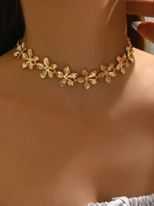 Naszyjnik Golden Bloom choker złoty w kwiaty