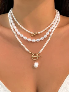 Zestaw Pearl Harmony potrójne naszyjniki z perłami