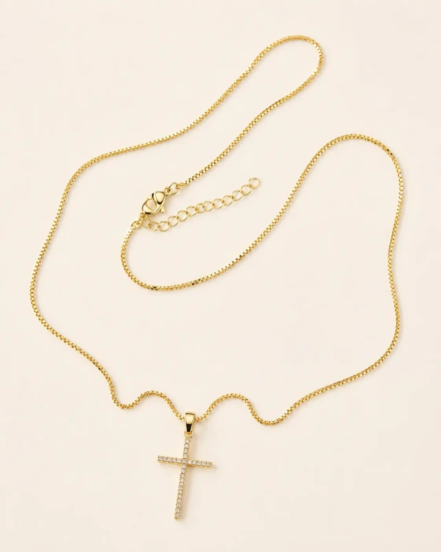 Naszyjnik Faith Glow złoty z krzyżykiem  (2).webp