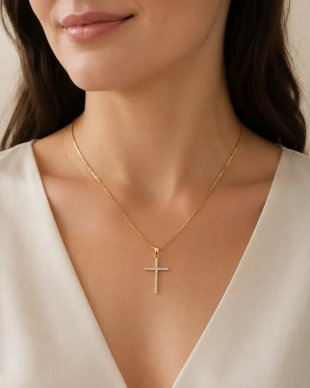 Naszyjnik Faith Glow złoty z krzyżykiem  (4).webp